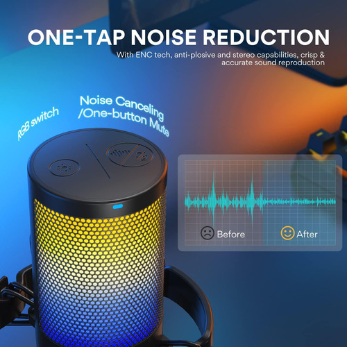 Micrófonos Usb Con Auriculares Rgb Y Cancelación De Ruido