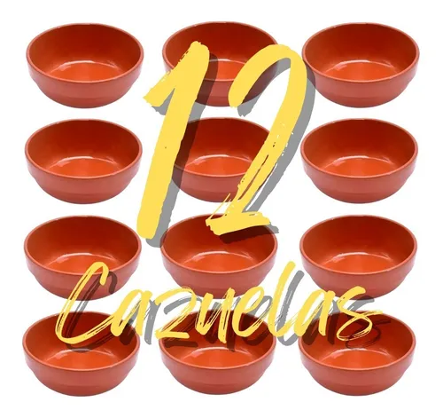 Set X 24 Cazuelas De Barro Esmaltadas Apilables 10cm