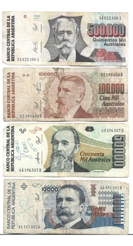 Liquido Lote 4 Billetes Australes Alta Denominación (Usado)