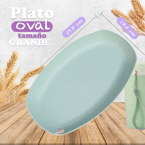 Imagen 2 de 10 de Set 4 Platos Rectangular Fibra De Trigo Ecologicos Mx-020