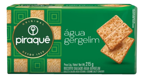 Biscoito Salgado Água E Gergelim Piraquê 215g