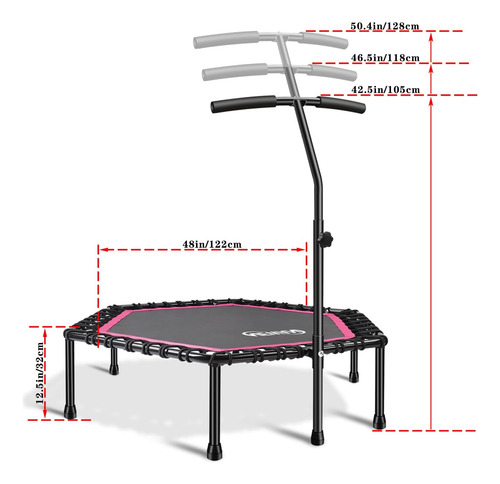 Trampolín De Fitness De 48 Pulgadas Con Barra De Mango Ajust