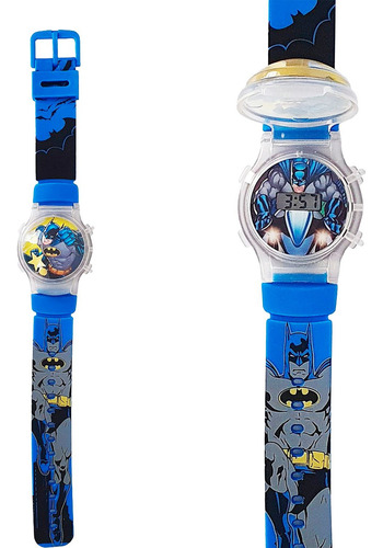 Reloj Niños Digital Luces Tapa Infantil Batman 3d Azul