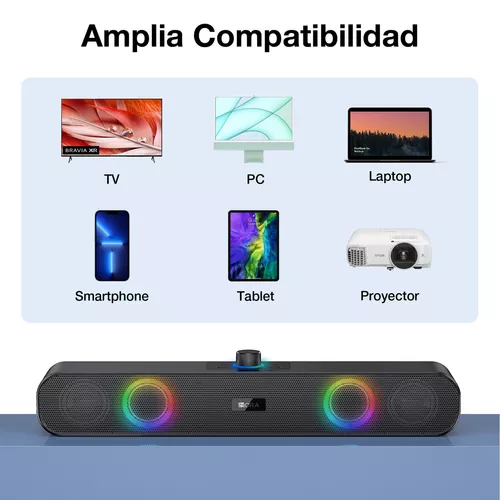 Imagen 6 de 10 de 1 Hora Bocina Bluetooth Portátil, Bocinas para PC Bocinas Inalámbrica Bluetooth RGB Altavoces Inalámbrico, Soporte 3.5 mm AUX/TF/USB/Bluetooth para Interior, Hogar y Fiesta BOC241