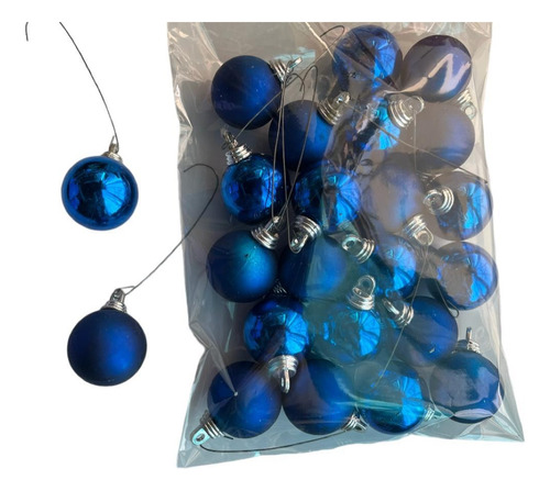 Mini Bolas De Árbol De Navidad De Plástico Azul 3cm