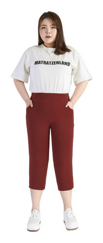 Pantalones Casuales Cintura Alta Talla Grande Para Mujer