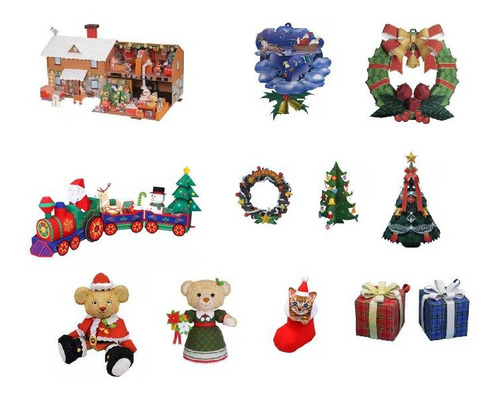 Kit De Natal Para Imprimir E Montar Em Papel | Parcelamento sem juros Kit De Natal Para Imprimir E Montar Em Papel | Parcelamento sem juros
