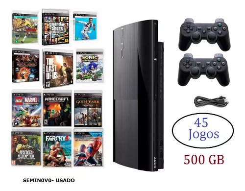 Ps3 Super Slim + Gta 5 + Fifa 19 + The Last Of Us - 45 Jogos