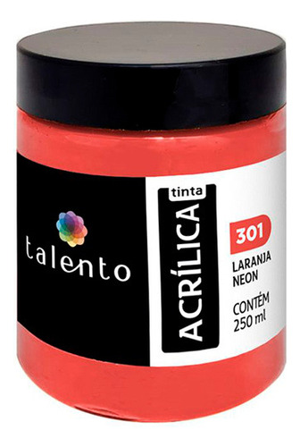 Tinta Acrílica Para Tela Cores Neon Daiara 250 Ml Cor Laranja Neon 301