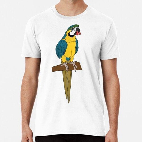 Remera Guacamayo Azul Y Oro Algodon Premium 