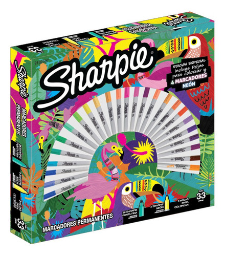 Pack Ruleta 30 Marcadores Permanentes Sharpie Jungla + 3 Hjs