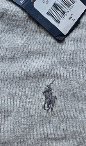 Polo Ralph Lauren Sueter 100% Algodón Pima Gris (large) (Usado)