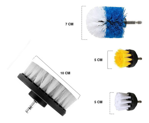 Imagen 4 de 7 de Kit Cepillo Escobilla De Taladro 10 Pzs Nailon Limpieza Baño