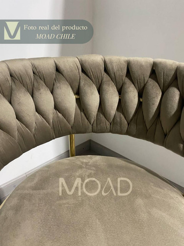 Taburete Felpa Queen Base Tulip Dorada Y Altura Ajustable