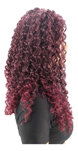 Peruca Wig Afro Cacheada Vermelho Marsala  Fibra Futura