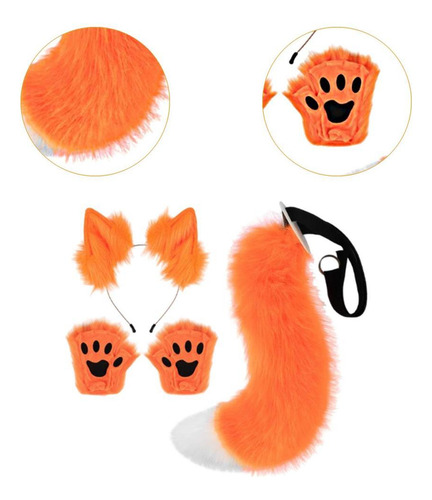Conjunto De Orejas Y Cola De Animal, Disfraz De Halloween