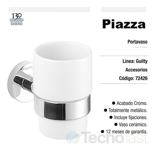 Vaso Porta Cepillos + Jabonera Piazza Baño Accesorio Linea G
