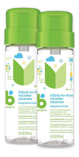 Babyganics Limpiador Micelar Sin Enjuague Infantil, 5 Onzas