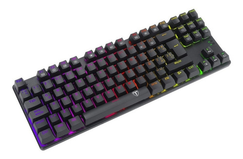 Teclado gamer T-Dagger Bora T-TGK315 QWERTY T-Dagger Blue español color negro con luz RGB