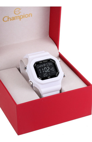 Reloj deportivo digital para hombre Champion Yot Waterproof, color de la correa: blanco