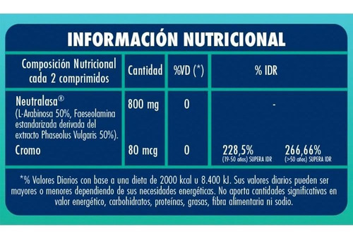 Imagen 2 de 2 de Satial Total Sugar Stop & Carb Controller X 60 Comprimidos Sabor Sin Sabor