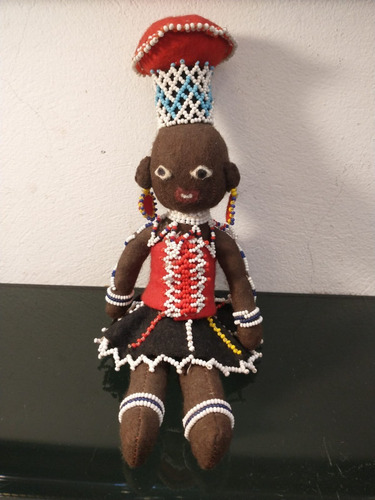 Antigua Muñeca Africana Con Bebé De Trapo 