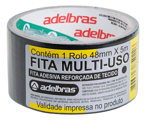 Fita Silver Tape Adelbras 48mmx05m Preta