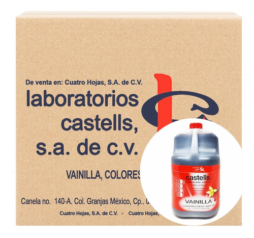 Esencias Saborizante Vainilla Castells Caja 4 Gl. De 4 Lts.