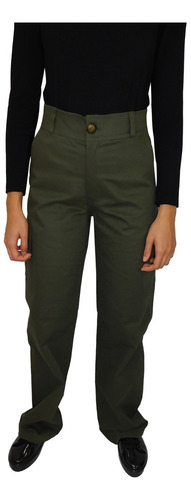 Pantalon Cargo Mujer Gabardina Tendencia Tiro Alto Recto