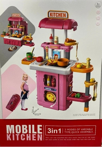 Maleta De Juego Cocina Didáctico 3 En 1 Niña Con Accesorios 