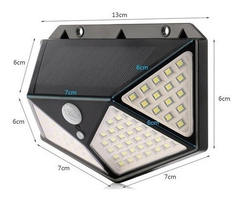 Imagen 4 de 6 de Lampara Exterior Foco Solar 100 Led Sensor De Movimiento