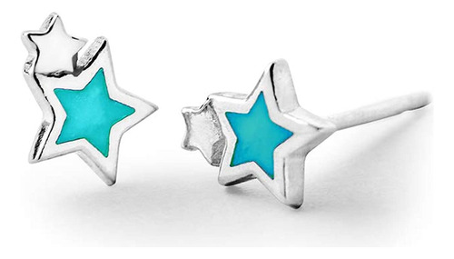 Boma Jewelry - Pendiente De Plata De Ley Con Doble Estrella