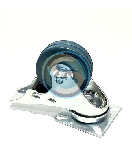 Imagen 2 de 4 de Rueda Giratoria Con Freno 50mm Goma-metal 4 Unidades