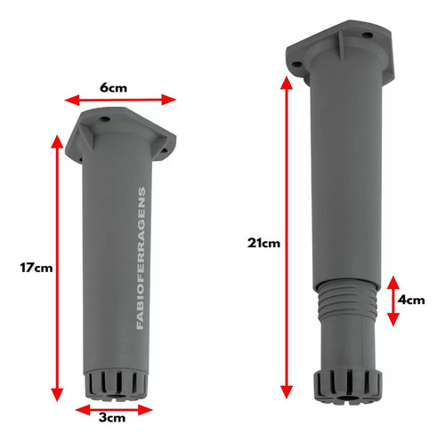 Pé Armário Similar Generico Cinza 17 A 21cm Itatiaia = 1