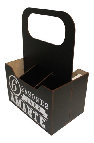 Caja Porta  6 Cervezas En Mdf 3mm  Color Negro