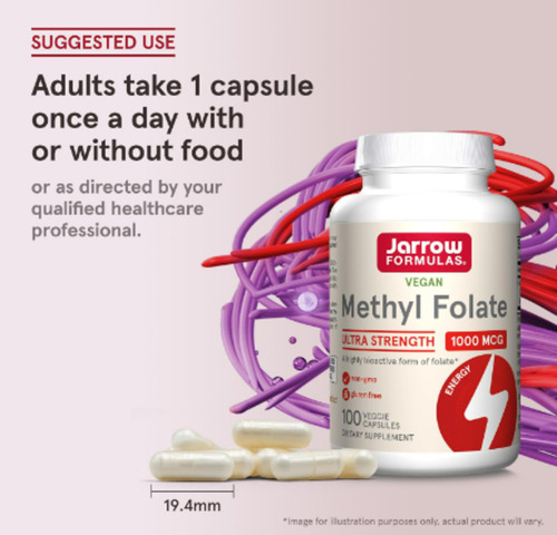 Jarrow Formulas | Methyl Folate | 1000mcg 100 Cápsulas