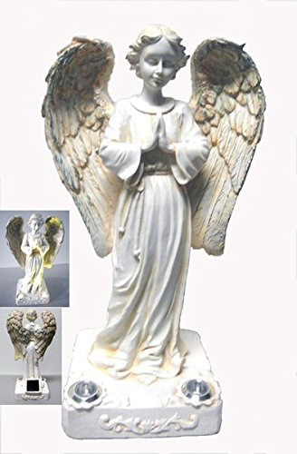 Decorativo Angel Rezando Estatua Solar 2 Amarillo Luz Led Al