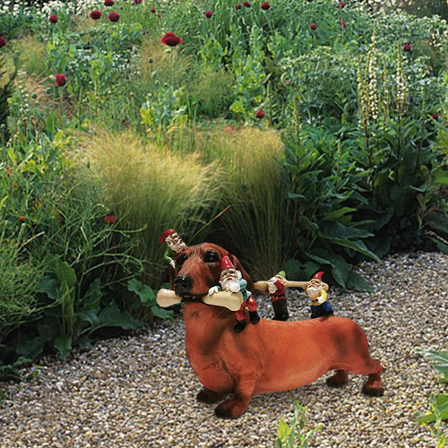 Decoración De Jardín Enano Dachshund Perro De Resina Comiend