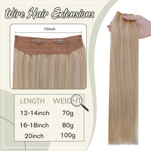 Extensiones Cabello Humano 1pz Rubio Con Mechas Cl 16in 80gr