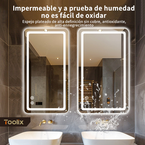 Espejo Led Baño 60x100cm Touch 3 Modo Con Función Antivaho