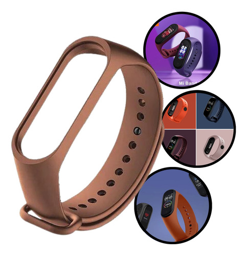 Pulseira De Silicone Compatível Com Xiaomi Mi Band 3 E 4 Cor Marrom 2 - 3 E 4 Largura 15