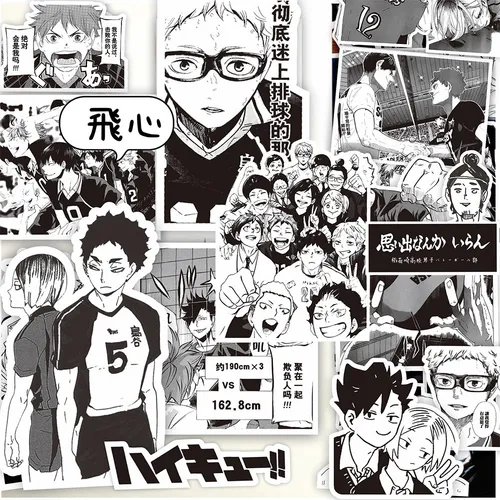 2025 Haikyuu-10/30/68 Piezas Negro Y Blanco Pegatinas De