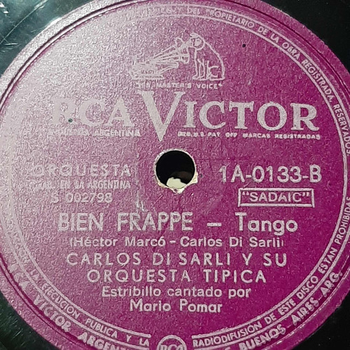 Pasta Carlos Di Sarli Mario Pomar Rca Victor C242