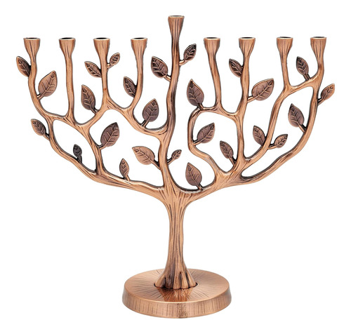 Menorah Tree Of Life Antique Silver And Gold Finish (tree Of