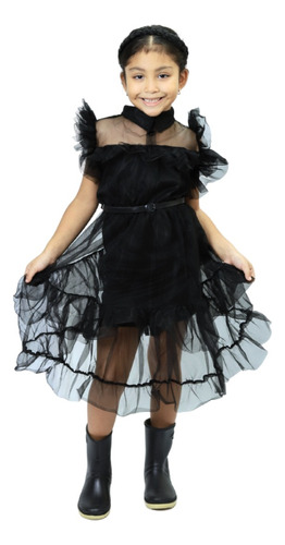 Disfraz Vestido Merlina Addams Noche De Baile Los Locos Addams Infantil Niña