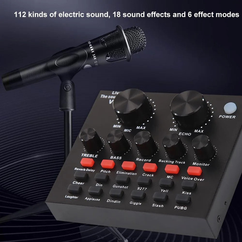 Mezcladora De Audio Con Tarjeta De Sonido V8s Para Podcast