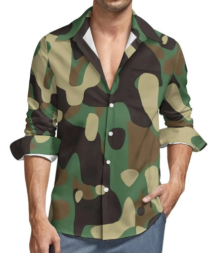 Camisa: Camuflagem, Militar, Exército, Camisas Casuais, Mang