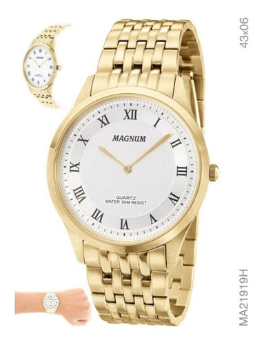 Relógio Magnum Masculino Slim Ma21919h Dourado Analógico