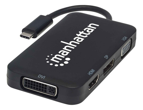 Hub Usb C Video Manhattan Hdmi/dp/dvi/vga Negro