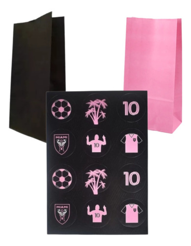 Bolsas Golosineras Papel + Stickers Inter Miami Messi X 30 U